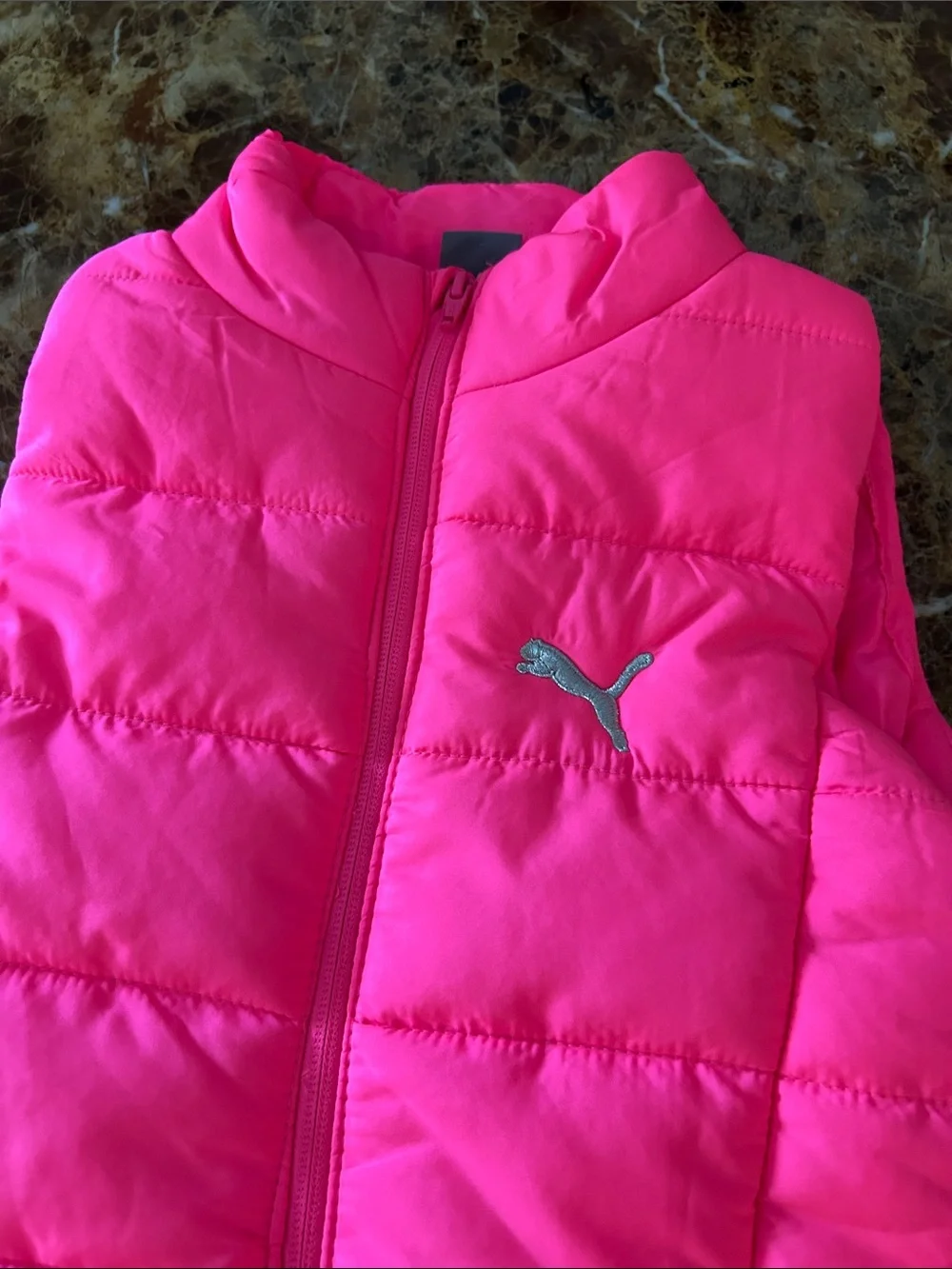 Puma Girls Pink Puffer Vest.Suze S 7-8